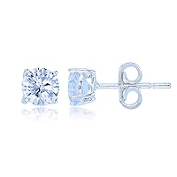 Sterling Silver Silver Plated 5.00mm Round Solitaire Stud
