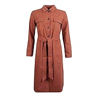 Barbour Womens Beige Tie Long Sleeve Collared Midi Shirt Dress 12