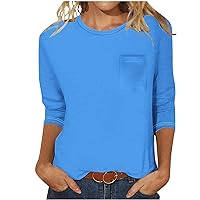Long Sleeve Tops for Women Summer Fashion T Shirts for Women Crewneck Casual Loose Shirts Basic Tee Top with Pocket