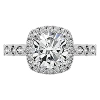 Nitya Jewels 3 CT Cushion Colorless Moissanite Engagement Ring, for Women/Her, Wedding Bridal Ring Sets, Eternity Sterling Silver Solid Gold Diamond Solitaire 4-Prong Sets, for Her