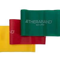 Resistance Band Set, Professional Elastic Bands for Upper & Lower Body, Core Exercise, Physical Therapy, Lower Pilates, At-Home Workouts, & Rehab, 5 Foot, Yellow, Red & Green, Beginner