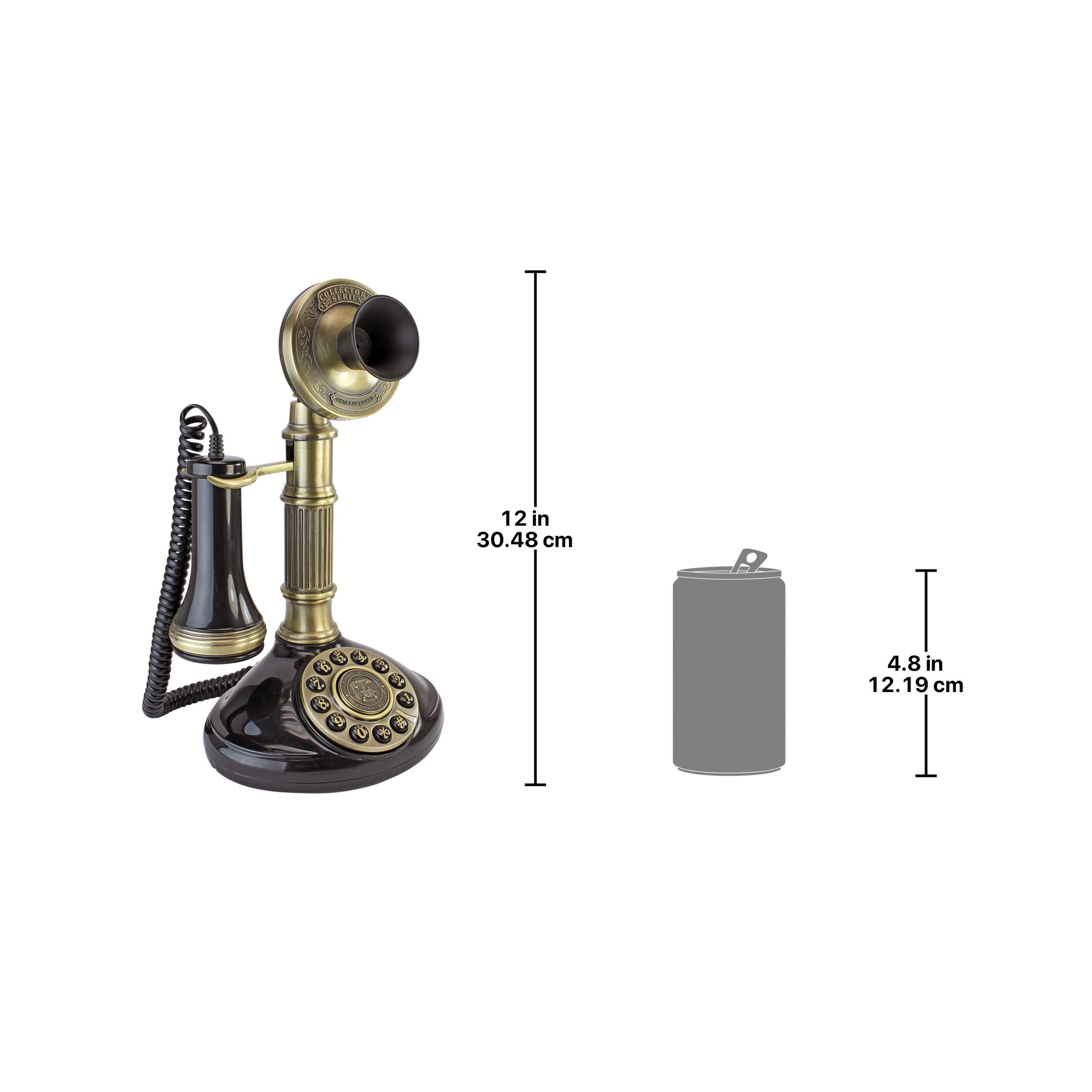 Design Toscano PM1897 Antique Phone - Roman Column 1897 Candlestick Rotary Telephone - Corded Retro Phone - Vintage Decorative Telephones,Black