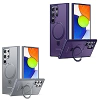 TORRAS Save 20% to Buy Together Black & Purple Magnetic O Stand Ring Case Fit for Samsung Galaxy S24 Ultra Case[Compatible with MagSafe & Wireless Charging][Mil-Grade Drop Tested]