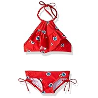 Kanu Surf Girls Morgan Ruffle Halter Bikini 2-Piece Swimsuit, Pink, 2T