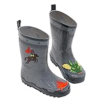 Dragon Knight Grey Natural Rubber Rain Boots With A Pull On Heel Tab (Big Kid)