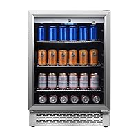 Equator Advanced Appliances 24 in. 4.6 cu.ft. Outdoor/Indoor Beverage Refrigerator Built-in/Freestanding 7 Color LED Lights Real Stainless