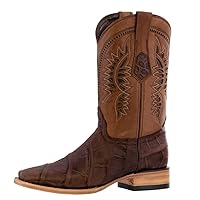 Texas Legacy Mens Brown Cowboy Boots Western Wear Elephant Print Square Toe