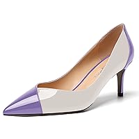 Women's Pointed Toe Wedding Slip On Patent Dress Solid Stiletto Mid Heel Pumps Shoes 2.5 Inch