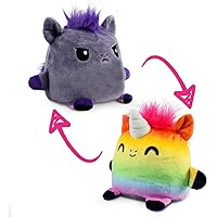TeeTurtle | Plushmates | Horse + Unicorn | Rainbow + Gray | Happy + Angry | The Reversible Plush That Hold Hands!