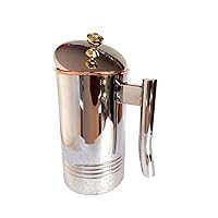 Copper Jug Water Pitcher Outside Stainless Steel Utensils Inside Copper for Ayurveda Healing - Capacity 1.5 L (1.5 LTR)