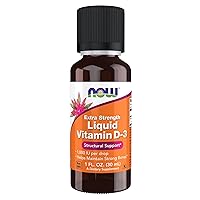 NOW Supplements, Liquid Vitamin D-3, Extra Strength, Structural Support*, 1-Ounce