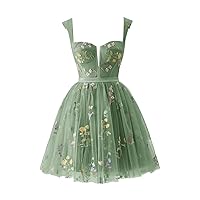 UZN Teens Tulle Flower Embroidery Homecoming Dresses Short A Line Cocktail Prom Gown