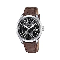 Festina F16573/4 – Men's Quartz Analogue Watch with Leather Strap, Brown