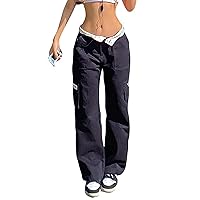 Women Low Waist Ripped Jeans Y2K Wide Leg Baggy Cargo Jeans Vintage Printed Grunge Denim Pants Trendy Streetwear Small