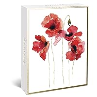 Graphique Watercolor Flowers Greeting Cards | 20 Pack | All Occasion Blank Note Cards with Envelopes | 4 Assorted Floral Designs with Gold Foil Borders | Boxed Set for Personalized Notes | 4.25