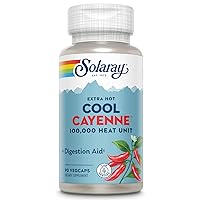 SOLARAY Extra Hot Cool Cayenne 100,000 HU | Healthy Digestion and Cardiovascular Support | 90 VegCaps