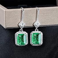 Classic Women Emerald Paraíba Gemstone Drop Earrings 8*10M Gemstone Wedding Party Fine Jewelry Gift - Blue