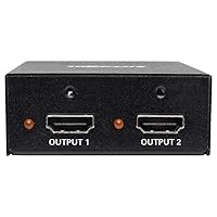 Tripp Lite 2-Port 3D HDMI Splitter HDCP 2.2, HDMI 2.0, 4K x 2K @ 60Hz 3840 x 2160 Ultra HD Video Audio TAA (B118-002-UHD-2)