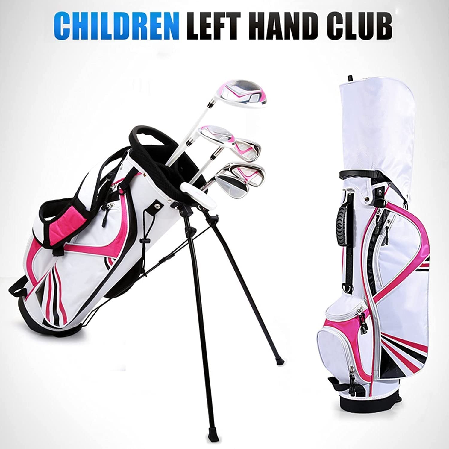 New Golf Sets Complete Golf Club Set for Children Junior Left Hand - Kids Golf Set for Beginners Practice Pole with Bag for 120-165cm Height Boy Girl Kids (Color : Pink, Size : 135-155cm)