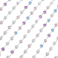 6.56 Ft Crystal Glass Bead Chains Colorful Crystal Jewelry Chains Unwelded Necklace Link Chains Diamond Rondelle Bead Brass Cable Chains for Women Bracelet Necklace Jewelry Making