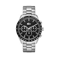 Lacoste Boston Men's Chronograph Stainless Steel and Link Bracelet Casual Watch, Color: Silver (Model: 2011079)