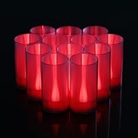 Flameless Candles, Battery Operated LED Pillar Candles, D1.5 x H3 inch, Flickering Red Long Flame-Effect Light, Romantic Electronic Fake Votive Candles for Halloween, Set of 12 (Red)