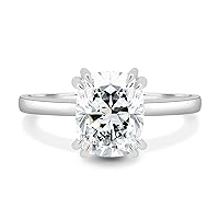 Riya Gems 2 CT Cushion Moissanite Engagement Ring Wedding Eternity Band Vintage Solitaire Halo Setting Silver Jewelry Anniversary Promise Vintage Ring Gift