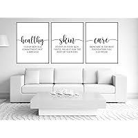 Canvas Painting 3 Pieces Healthy Clear Skin is A Commitment Not A Miracle Posters Print Wall Art Pictures for Esthetician Spa Decor with Wooden Inner Frame