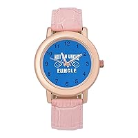 Not Uncle, I'm Funcle Fashion Leather Strap Women's Watches Easy Read Quartz Wrist Watch Gift for Ladies