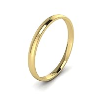 LANDA JEWEL Solid 14k White Rose Yellow Gold 2mm Light Court Shape Comfort Fit Polished Wedding Ring Plain Band
