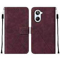 Flip Case for Realme 10 4G,Skin Feeling Embossed Solid Color Premium Leather Wallet Case with Hand Strap