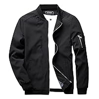 Jackets for Men, Men's Bomber Jacket Lightweight Windbreaker Jacket Full Zip Fall Varsity Jacket Casual Outwear with Pockets