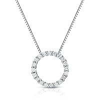 Diamond Wish 1/6 to 1 Carat Diamond Circle of Life Round Pendant Necklace for Women in 14k Gold (I1-I2, cttw) on 18 Inch Long Chain with Spring Ring Clasp