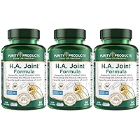 Purity Products HA Joint Formula Hyaluronic Acid + Key CoFactors - Joint + Skin Multi Collagen (Type I, II & III) - 5-Loxin - Olive Fruit Extract - Joint Flexibility + Mobility - 90 Capsules (3)
