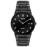 Citizen Men's Eco-Drive Modern Axiom Diamond Watch in Black IP Stainless Steel, Black Dial (Model: AU1065-58G)