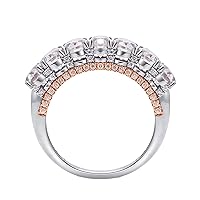 Epinki Band Wedding Rings for Women, 14K/18K White Gold Ring Elegant 0.6ct Moissanite with Cubic Zirconia Rings