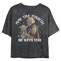STAR WARS Mandalorian Fourth Be with You Women's Mineral Wash Short Sleeve Crop Tee