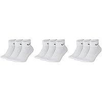 Nike SX7667 9 Pairs Men's Women's Short Socks Ankle High White Black Economy Set Sports Socks Size 34 36 38 40 42 44 46 48 50