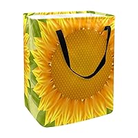 Big Yellow Sunflower Flower Laundry Basket with Handles & Brackets 60L Hamper Collapsible Washing Bin for Bedroom Dorm Toy Clothing Storage