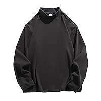 Men Soft Stretch Fleece Pullover Sweaters Slim Fit Sweatshirts Casual Long Sleeve Classic Tops Mock Neck Thermal Shirts
