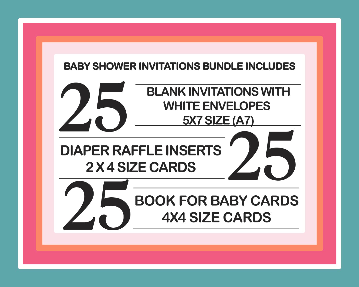 Graceful Floral Baby Shower Bundle (25 Guests) Pack Includes Diaper Raffle Insert, Bring a Book Cards, Blank Invites and Envelopes – Rustic Theme Pink and Gold – Perfect for Girls Printed Kit