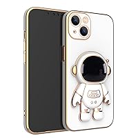Cute Funny Cartoon Astronaut Phone Case with Creative Foldable Stand for iPhone 14 13 12 11 8 7 6 S X XS XR Plus Pro Max Mini Full-Body Protective Sleek TPU Cover(White,X/XS)