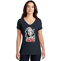 Marilyn Monroe Stars and Roses Portrait Womens Tri Blend V-Neck T-Shirt