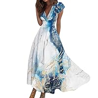 Women's Long Dress Maxi Casual Chiffon Dresses Swing Casual Mature Outdoor Daily Date Ruffled Short Sleeve Dress