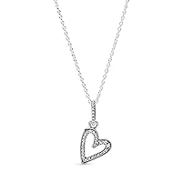Pandora Moments Women's Sterling Silver Sparkling Freehand Heart Pendant Necklace, 50cm