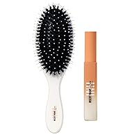 INH Peach Quick Slick with Paddle Brush | Keratin Serum Conditioning Styling Gel | Detangling Soft Bristle Hair Brush