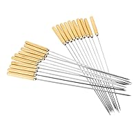 1 Set Stainless Steel Barbecue Stick Grill Skewers Stainless Steel Reusable Kabob Sticks Meat Skewers Grilling Sticks Bbq Sticks Stainless Steel Skewers Wooden Handle Small Skewers