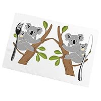 (Hugging Tree Koala) Set of 6 Placemat, Holiday Banquet Kitchen Table Decoration Flower Mats, Waterproof, Easy to Clean, 12 X 18 Inches