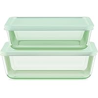 Pyrex Tinted (4-PC) Large Rectangular Food Storage Container Set, Snug Fit Non-Toxic Plastic BPA-Free Lids, Freezer Dishwasher Microwave Safe, 6 Cup & 11 Cup