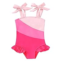 YOUNGER TREE Toddler Swimsuit Girl Color Block Stripe One-Piece Swimwear Baby Girl Bathing Suits